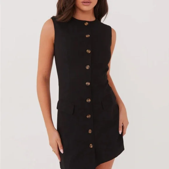 Moving SALE • Peppermayo • Black linen mini dress - Picture 1 of 6